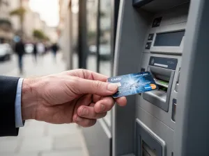 Kobieta trzymająca w dłoniach czeską monetę oraz polski banknot, symbolizująca proces wymiany walut.